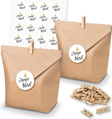 Produktbild von itenga SET Geschenktüten 24x Tüten + Klammern + Sticker (Motiv 156)