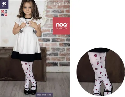Produktbild von Weiße Kinderstrumpfhose mit Marienkäfern 40den Bianco 128-134