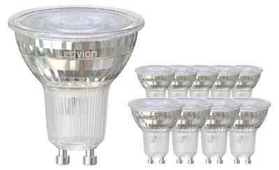Produktbild von Ledvion 10er Set GU10 LED Spots 3W 4000K 345 Lumen Vollglas