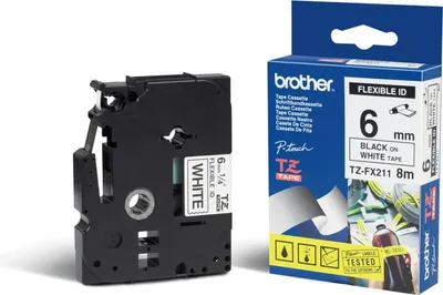 Produktbild von Brother TZe-FX211 - Schwarz auf Weiß - Rolle (0,6 cm x 8 m) 1 Kassette(n) Flexitape - für Brother PT-D210, D600, H110, H200, P-Touch PT-1005, E550, P900, P-Touch Cube Plus PT-P710