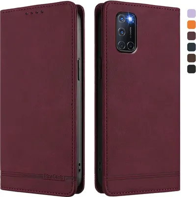 Image de Etui pour Oppo A72 / A92 / A72 4G, étui rétro en cuirPolyuréthaneavec support et fentes pour cartes de crédit Rouge