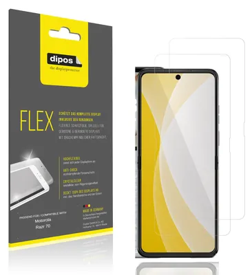 Produktbild von 2x Schutzfolie für Motorola Razr 70 Innenseite Folie, 100% Displayabdeckung, dipos Flex