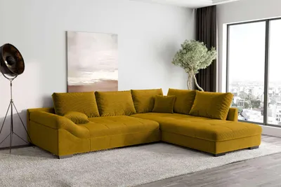 Produktbild von 99rooms Terra Ecksofa Cordstoff POSO Gold Rechts ohne Schlaffunktion