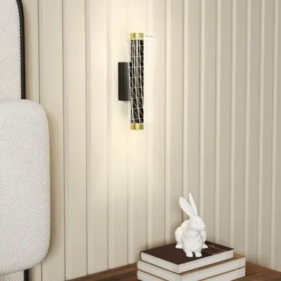 Produktbild von Schwarz 30,7 x 11 x 10,5 cm 2er Set Wandleuchte Innen LED Dimmbar Gitterdesign Nachttischlampe Flurlampe Metall Wohnzimmer Schlafzimmer
