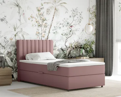 Produktbild von Boxspringbett 100x200 EVEREST, mit Topper, mit Bettkästen,  Einzelbett, Rosa, Panda Möbel