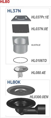 Imagen del producto de HL Hutterer & Lechner, desagüe para balcón, modelo HL80, DN50/75, giratorio, rejilla de acero inoxidable de 115x115 mm, 1 unidad.