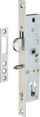 Image de Boitier de serrure encastrable à crochet à cylindre pour porte coulissante, axe 20mm, bouts carrés, zingué - THIRARD