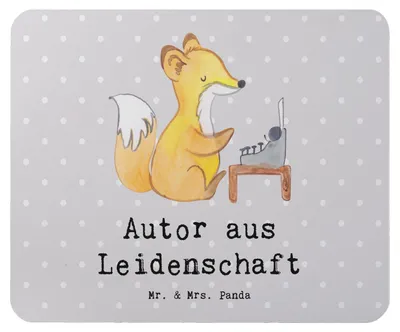 Produktbild von Mr. & Mrs. Panda Mousepad Autor Leidenschaft - Grau Pastell - Geschenk, mauspad laptop, Buchhandlung, Verlag, Spruch, Mouse Pad, gummi, Schriftsteller, Buchladen
