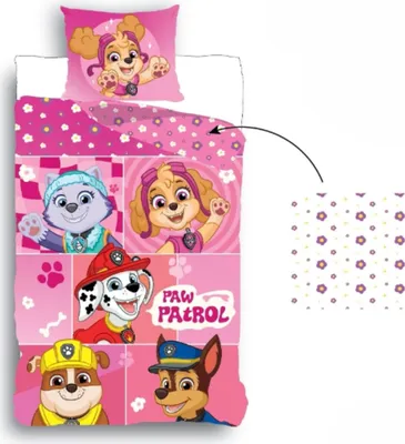 Produktbild von Paw Patrol Bettbezug 135x200 cm & Kopfkissenbezug 80x80 cm – Aus 100% Baumwolle für Kinder Rosa