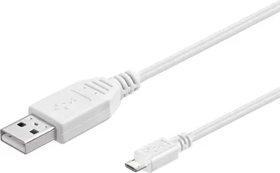 Zdjęcie produktu dla Goobay 1.8m USB 2.0 A/Micro-B, 1,8 m, USB A, Micro-USB B, USB 2.0, Męska/Męska, Biały