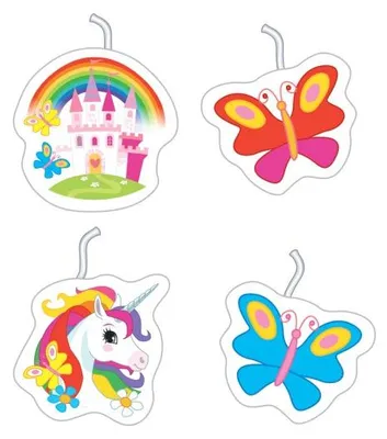 Image de amscan 9902109 Bougies de gâteau Licorne - 4 pièces, assorties