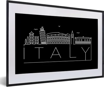 Produktbild von MuchoWow® MuchoWow® Gerahmtes Poster Stadtbild "Italien" mit schwarzem Hintergrund 60x40 cm - Poster mit zchwarzem Bilderrahmen - Schlafzimmer - Plakat in Rahmen - Drucken