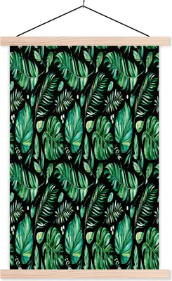 Produktbild von MuchoWow® Textilposter Vintage - Blätter - Pflanzen 60x90 cm mit holzfarbenen Rahmen - Textil
