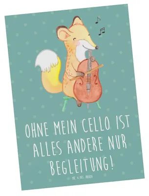 Produktbild von Mr. & Mrs. Panda Postkarte Cello Magie - Meeresbrise - Geschenk, bildkarte, Fotokarte, Musik, Instrument, Lernen, Musiker, Orchester, Musikinstrument, klassische