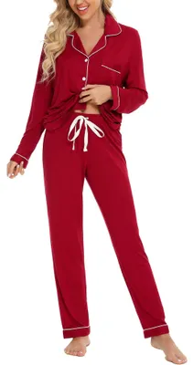 Imagen del producto de Conjunto de pijama de mujer con mangas largas y botones