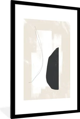 Produktbild von MuchoWow® Gerahmtes Poster Malerei - Abstrakt - Minimalismus 60x90 cm - Poster mit Schwarzem Bilderrahmen Wandposter Rahmen Foto Bilder - Dekoration - Wandposter Wohnzimmer - Hochwertig