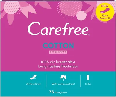 Obrázok produktu pre Hygienické vložky Carefree Bavlna Extract, 76 kusov