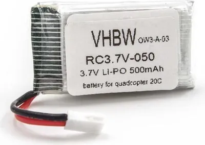 Produktbild von vhbw Akku kompatibel mit Quadcopter 20C Drohne Multicopter Quadrocopter (500 mAh, 3,7 V, Li-Ion)