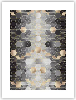 Produktbild von Poster - Poster ohne Rahmen - Geometrisch Abstraktion Sechsecke - 30x40 cm - Wand Bild - Wanddeko - Wandbilder - Kunstposter - Wandposter - Bilder - Kunstdruck - Wanddekoration - P2XPA30x40-4776