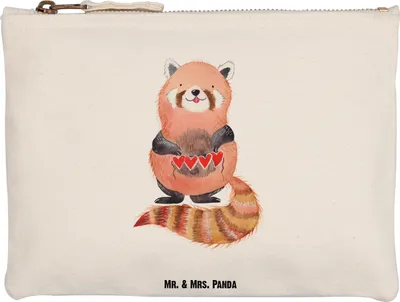 Produktbild von Mr. & Mrs. Panda kosmetiktäschchen Roter Panda Grösse XL Große - Weiß - Geschenk, Herz, Schminktasche, Mäppchen, Liebe, Lieblingsmensch, Rot, Etui, Lustige Sprüche, Pouch