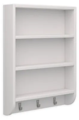 Imagen del producto de regalik, armario de pared para baño, con ganchos y estante abierto, blanco, diseño que ahorra espacio