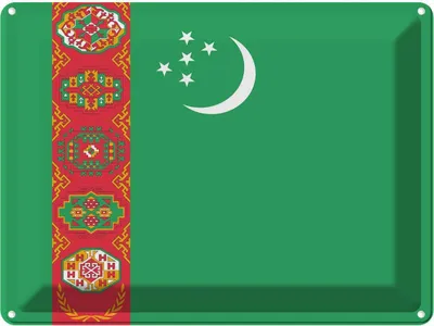 Produktbild von vianmo Blechschild 30x40 cm Turkmenistans Turkmenistan Flagge Fahne Wappen
