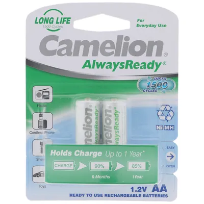 Produktbild von AA, Mignon LR6, HR6, NiMH Akku mit 1,2V 800mAh in 2er Blisterverpackung, Always Ready mit geringer Selbstentladung, Ready to Use Akku