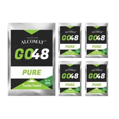 Produktbild von Alcomat GO 48 PURE Turbo Hefe | Vitaminen und Mikronährstoffen | Alkohol Brennhefe | Gärhefe Hefe | auf 25 Liter, 5er Set