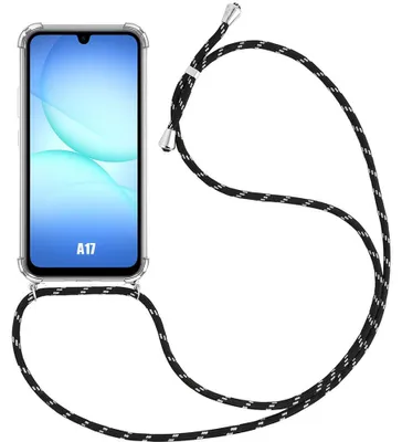 Image de Coque pour Samsung Galaxy A17 4G/5G, Protection Renforcé Silicone Antichoc avec Cordon Noir