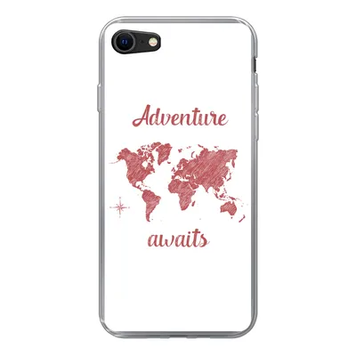 Produktbild von MuchoWow® Handyhülle Schutzhülle Hülle für iPhone SE 2022 Karte - Sprichwörter - Rosa Silikon Softcase Handy Hülle - Schutzhülle