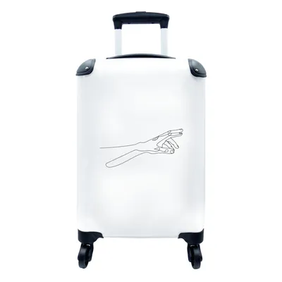 Produktbild von MuchoWow® Koffer Handgepäck Trolley Rollkoffer Kleine Reisekoffer mit 4 Rollen - Strichzeichnung - Körper - Hände - Cabin Size < 55x40x23 cm & 55x40x20 cm - Fotokoffer - Kabinenkoffer - Boardgepäck - Reise-Box - Reisekoffer - Reisegepäck - Koffer mit Bild - Trolley für Kinder