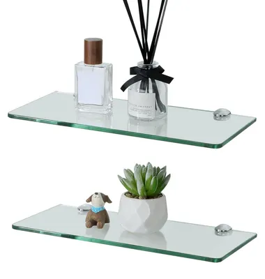 Produktbild von Glasregal Badezimmer Schweberegal 30cm Duschablage Sicherheitsglas Transparent 2 Stück