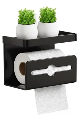 Image de Porte-rouleau de papier toilette avec étagère et double support