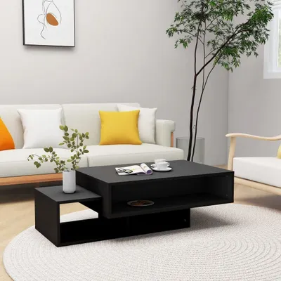 Zdjęcie produktu dla Maison Exclusive – stolik kawowy czarny 105 x 55 x 32 cm materiał drewnopochodny