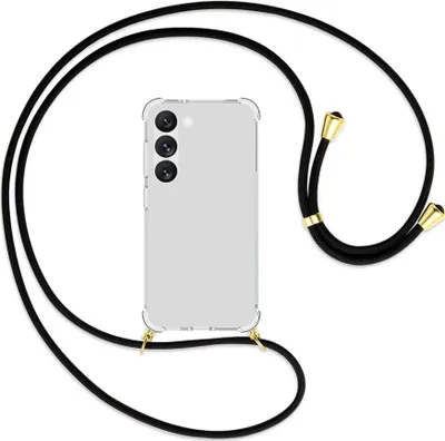 Produktbild von Handykette Backcover-Schutzhülle mit Band (Metall goldfarben) für Samsung Galaxy S23 - schwarz