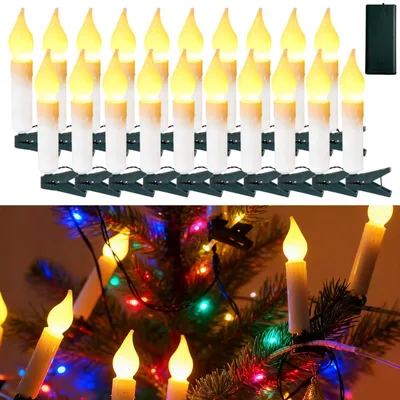 LED-Kerzenlichterkette 2 m, 20 Stück, warmweiß, flackernd