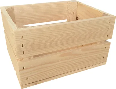 A wooden crate is shown against a white background.