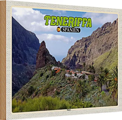 Produktbild von Holzschild Reise 30x20cm Teneriffa Spanien Masca Bergdorf Gebirge