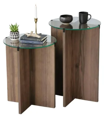 Produktbild von Ballabio - Couchtisch, 40x40x60h cm Braun Nussbaum, Zeitungshalter