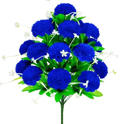 Produktbild von Künstliche Nelke, realistische 18-köpfige Kunstseidenblume, UV-beständig, für Hochzeiten, Partys, drinnen und draußen, Garten, Hof – Dekoration aus Kunstblumenpflanzen