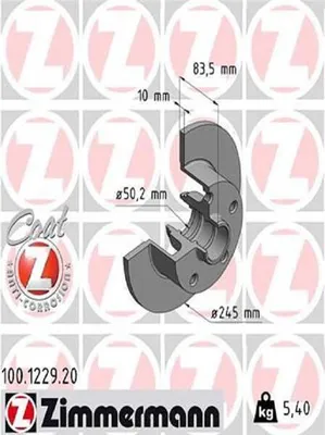 Produktbild von 2x ZIMMERMANN Bremsscheibe 100.1229.20 für AUDI A4 Limousine (8D2 B5) 84mm