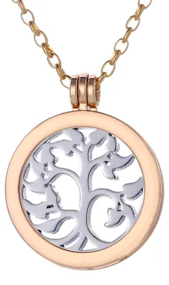Produktbild von Morella Damen Halskette gold 70 cm Edelstahl mit Anhänger und Coin 33 mm Lebensbaum in Schmuckbeutel