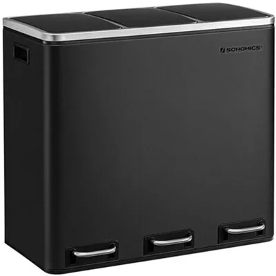 Obrázek produktu pro Kuchyňský tříkomorový odpadkový koš LTB54BKV1, ocelový, 54 l, černý