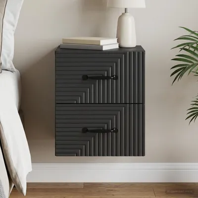 Image de vidaXL Table de chevet murale noire 34,5 x 33 x 40 cm