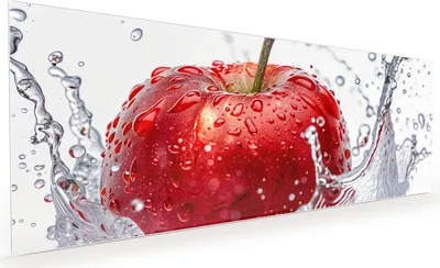Produktbild von Küchenrückwand Spritzschutz Glas mit Motiv Spritzender Apfel 40 x 40 cm
