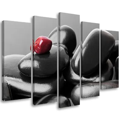 Produktbild von 5-teiliges leinwandbild zen-steine schwarz 100x70 cm Feeby schwarz wandbild bereit zum aufhängen