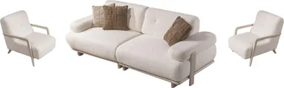 Produktbild von Villa Möbel Sofa Set Cuba Creme Stellvariante:2+1+1 Relax- und Bettfunktion, pflegeleichter Mikrofaser Samtstoff