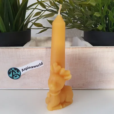 Produktbild von Bienenwachskerze Rentier an Kerze 12 cm