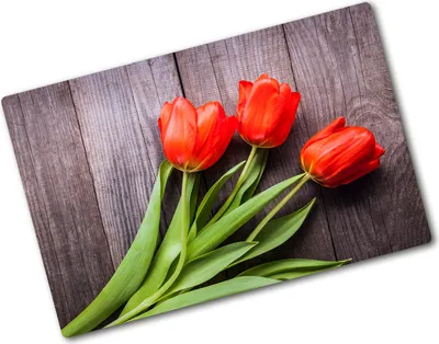 Produktbild von Tulup Glas Herdabdeckplatte - 80x52 cm - Glaskeramikkochfeld-Abdeckung Spritzschutz Glasabdeckplatte - Einteilig - Blumen & Pflanzen - Rote Tulpen - Rot