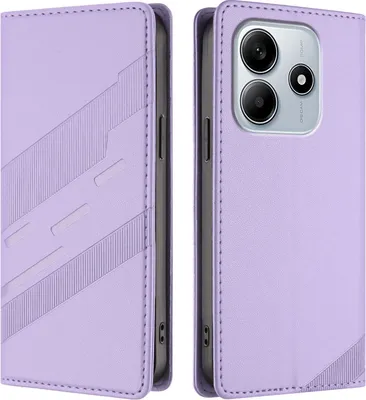 Image de Etui pour Xiaomi Redmi Note 14 4G, étui portefeuille en cuirPolyuréthaneavec fente pour cartes et fonction stand Violett